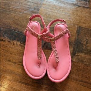 CHANEL Pink T-Strap Sandals